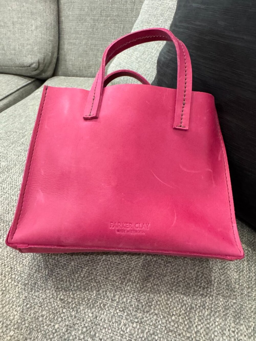 Parker Clay Avila Mini Tote Fuchsia Ethiopian Leather Quiet Luxury Handbag - Picture 3 of 12